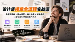 设计师接单全流程实战课-无水印|多渠道获客+平台运营+客户沟通+精准报价,打造稳定设计副业收入体系-KJ分享
