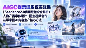 AIGC提示词系统实战课-无水印｜Seedance2.0商用级指令全解析+人物产品字体设计+图生视频创作，掌握AI内容生产方法-KJ分享