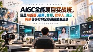 AIGC全能项目实战班,涵盖AI绘画、视频、音频、数字人、音乐、剪映等多方向全赛道落地变现课(更新)-KJ分享