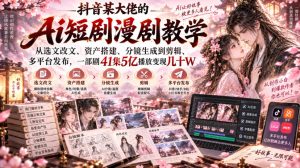 抖音某大佬的Ai短剧漫剧教学，从选文改文、资产搭建、分镜生成到剪辑、多平台发布，一部剧41集5亿播放变现几十W-KJ分享