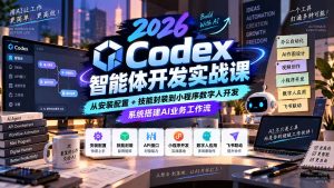 2026Codex智能体开发实战课：从安装配置+技能封装到小程序数字人开发，系统搭建AI业务工作流-KJ分享
