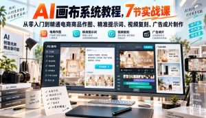 AI画布系统教程，7节实战课从零入门到精通电商商品作图、精准提示词、视频复刻、广告成片制作-KJ分享