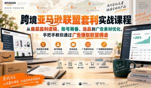 跨境亚马逊联盟套利实战课程，从底层盈利逻辑、账号筹备、选品到广告素材优化，手把手教你通过广告賺取联盟佣金-KJ分享