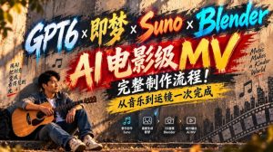 GPT6×即梦×Suno×Blender｜AI电影级MV完整制作流程！从音乐到运镜一次完成！-KJ分享