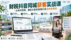 财税抖音同城获客实战课｜从账号搭建、爆款文案到直播引流全体系落地-KJ分享