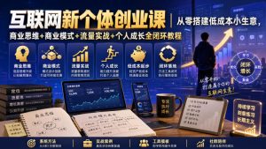 互联网新个体创业课|从零搭建低成本小生意,商业思维+商业模式+流量实战+个人成长全闭环教程(更新0922)-KJ分享