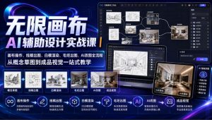 无限画布AI辅助设计实战课|画布操作、线稿出图、白模渲染、毛坯出图、AI改图全流程,从概念草图到成品视觉一站式教学(更新0923)-KJ分享