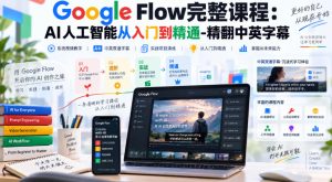 【无水印】Google Flow完整课程：AI人工智能从入门到精通-精翻中英字幕-KJ分享