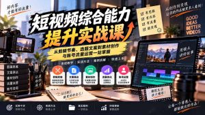 短视频综合能力提升实战课：从剪辑节奏、选题文案到素材创作与账号流量运营一站掌握-KJ分享