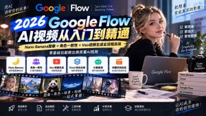 【无水印】Google Flow AI视频从入门到精通:Nano Banana图像+角色一致性+Veo视频生成全流程实战-精翻中英字幕-KJ分享