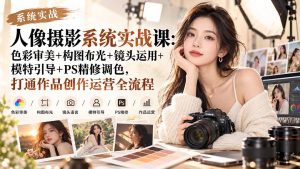 【无水印】人像摄影系统实战课：色彩审美+构图布光+镜头运用+模特引导+PS精修调色，打通作品创作运营全流程-KJ分享