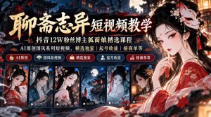 聊斋志异短视频教学,抖音12W粉丝博主狐面娘精选课程,AI原创国风系列短视频,精选独家丨起号收徒丨接商单等-KJ分享
