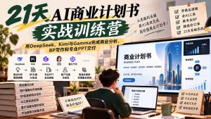 【无水印】21天AI商业计划书实战训练营：用DeepSeek、Kimi与Gamma完成商业分析、BP写作和专业PPT交付-KJ分享