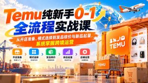 Temu纯新手0-1全流程实战课：从开店准备、模式选择到发品核价与新品起量，系统掌握跨境运营-KJ分享