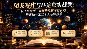 闭关写作与IP定位实战课：从人生经历、天赋热爱到内容表达，搭建独一无二个人品牌体系-KJ分享