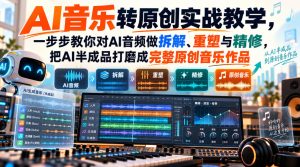 AI音乐转原创实战教学,一步步教你对AI音频做拆解、重塑与精修,把AI半成品打磨成完整原创音乐作品-KJ分享