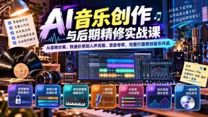 AI音乐创作与后期精修实战课：从音频分离、快速扒带到人声克隆、混音母带，完整打磨原创音乐作品-KJ分享