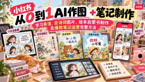 2026小红书AI内容创作从0到1：学习条漫、古诗词图片、绘本启蒙书制作及爆款笔记运营完整方法-KJ分享