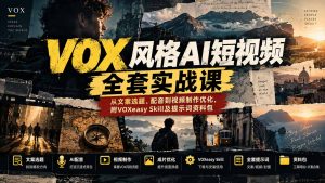 【无水印】VOX风格AI短视频全套实战课：从文案选题、配音到视频制作优化，附VOXeasy Skill及提示词资料包-KJ分享