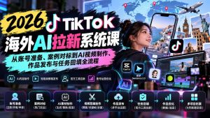【无水印】2026 TikTok海外AI拉新系统课:从账号准备、案例对标到AI视频制作、作品发布与任务回填全流程-KJ分享