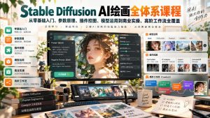 【无水印】Stable Diffusion AI绘画全体系课程,从零基础入门、参数原理、插件控图、模型运用到商业实操、高阶工作流全覆盖-KJ分享