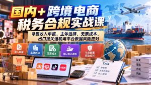 国内+跨境电商税务合规实战课：掌握收入申报、主体选择、无票成本、出口报关退税与平台数据风险应对-KJ分享