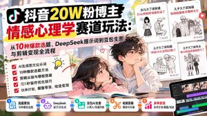 抖音20W粉博主-情感心理学赛道玩法:从10种爆款选题、DeepSeek提示词到豆包生图与剪辑变现全流程-KJ分享