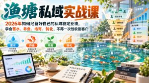 渔塘私域实战课，2026年如何经营好自己的私域稳定业绩，学会蓄水、养鱼、培育、转化，不再一次性收割客户-KJ分享