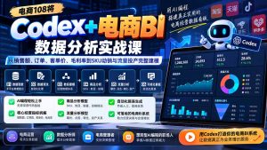 Codex+电商BI数据分析实战课-更新：从销售额、订单、客单价、毛利率到SKU动销与流量投产完整建模-KJ分享