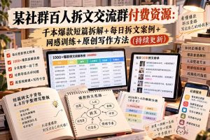 某社群百人拆文交流群付费资源-更新0929：千本爆款短篇拆解+每日拆文案例+网感训练+原创写作方法-KJ分享