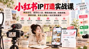 小红书ip打造实战课，商业定位、差异化人设、爆款选题文案、拍摄剪辑、搜索流量、安全公转私一站式落地教学-KJ分享