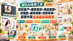 溯引AI电商工具实战课:混剪量产+爆款复刻+商品套图+详情图+服饰穿戴+创意导演+投放分发全流程实操教学-KJ分享