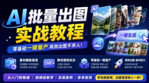 AI批量出图实战教程，素材翻新裂变，静态图转实况，零基础一键量产-KJ分享