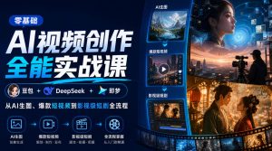 零基础AI视频创作全能实战课|豆包+DeepSeek+即梦,从AI生图、爆款短视频到影视级短剧全流程-KJ分享