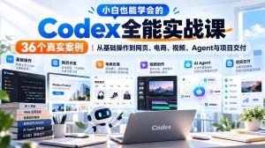小白也能学会的Codex全能实战课|36个真实案例,从基础操作到网页、电商、视频、Agent与项目交付-KJ分享