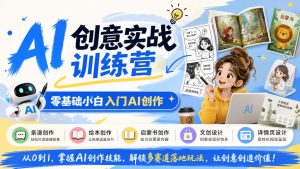 AI创意实战训练营，零基础小白入门AI创作，解锁条漫、绘本、启蒙书、文创、详情页多赛道落地玩法-KJ分享