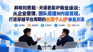 群响刘思毅×天诺老吴IP商业座谈:从企业管理、团队搭建到内容变现,打造穿越平台周期的长期个人IP体系方法-KJ分享