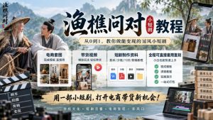 渔樵问对小短剧教程,包含电商套图、带货视频,短剧制作资料,全程可直接套用复刻-KJ分享