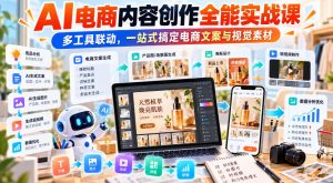 【无水印】AI电商内容创作全能实战课｜多工具联动，一站式搞定电商文案与视觉素材-KJ分享