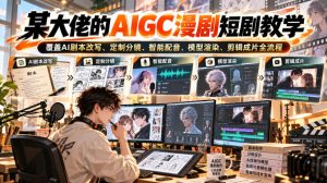 某大佬的AIGC漫剧短剧教学，覆盖AI剧本改写、定制分镜、智能配音、模型渲染、剪辑成片全流程-KJ分享