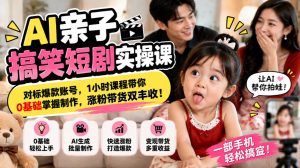 AI亲子搞笑短剧实操课，对标爆款账号，1小时课程带你0基础掌握制作，涨粉带货双丰收-KJ分享
