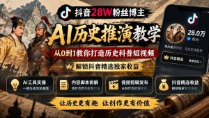 抖音28W粉丝博主的AI历史推演教学,从0到1教你打造历史科普短视频,解锁抖音精选独家收益-KJ分享