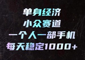 单身经济小众赛道，一个人一部手机，每天稳定1000+，利用下班碎片时间即可【揭秘】-KJ分享
