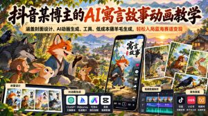 抖音某博主的AI寓言故事动画教学，涵盖封面设计、AI动画生成、工具、低成本薅羊毛生成，轻松入局蓝海赛道变现-KJ分享