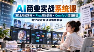 AI商业实战系统课｜SD全功能深耕+Flux高阶实操+Comfyui流程搭建，商业设计全项目落地教学-KJ分享