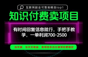一单利润700-2.5k，有时间回信息就行，手把手带你做知识付费卖项目！一天稳定2-3单！【揭秘】-KJ分享