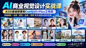 【无水印】AI商业视觉设计实战课：从SD基础部署到ComfyUI+Flux工作流，掌握摄影电商建筑AI创作-KJ分享