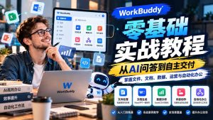 WorkBuddy零基础实战教程：从AI问答到自主交付，掌握文件、文档、数据、运营与自动化办公-KJ分享