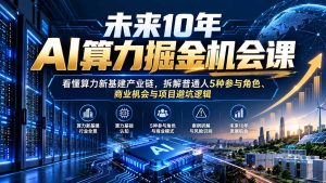 未来10年AI算力掘金机会课：看懂算力新基建产业链，拆解普通人5种参与角色、商业机会与项目避坑逻辑-KJ分享
