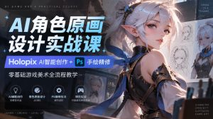 AI角色原画设计实战课|Holopix AI智能创作+PS手绘精修,零基础游戏美术全流程教学-KJ分享